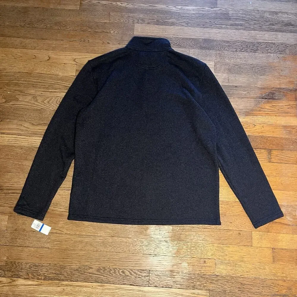 Izod Men XLT Tall Pullover Sweater Fleece Long Sleeve Black 1/4 Zip Holiday $80